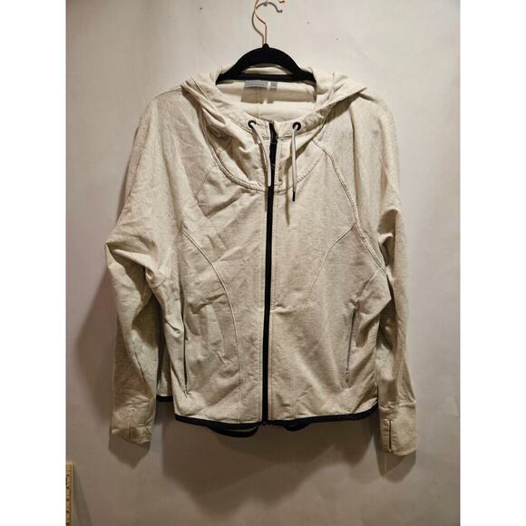 Athleta Sentry Anorak Hoodie Full Zip Thumbholes Drawstring Women's Large Cream - Picture 2 of 10
